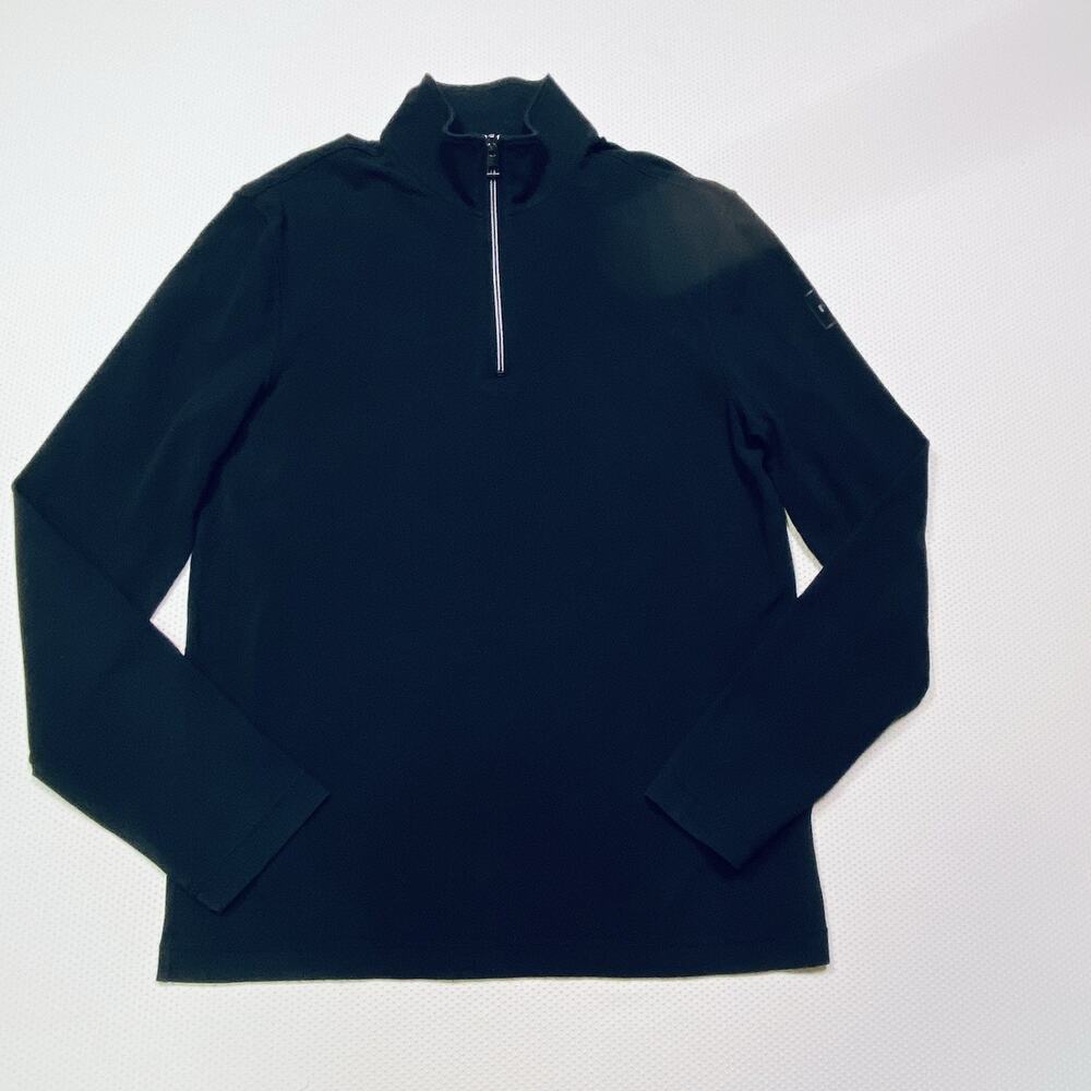 Michael Kors Quarter 1/4 Zip‎ Pullover Black Fleece Sweatshirt Men's Size Small